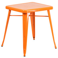 Flash Furniture CH-31330-29-OR-GG Square Metal Table in Orange